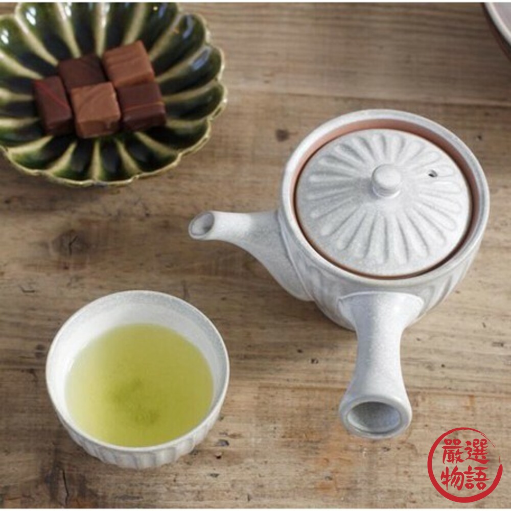 SF-013983-日本製六魯茶壺 Rokuro 陶器 菊花造型 泡茶組 茶壺 茶具 茶杯 高山茶 貴婦茶具