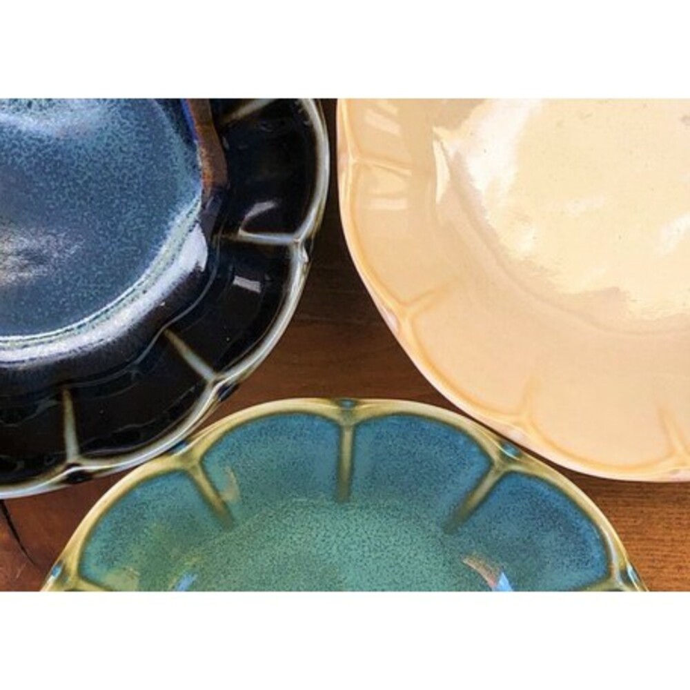 日本製美濃燒陶瓷盤 復古花邊 盤子 菜盤 碟子 餐具 日式料理 中式料理 海鮮盤 可微波 機洗