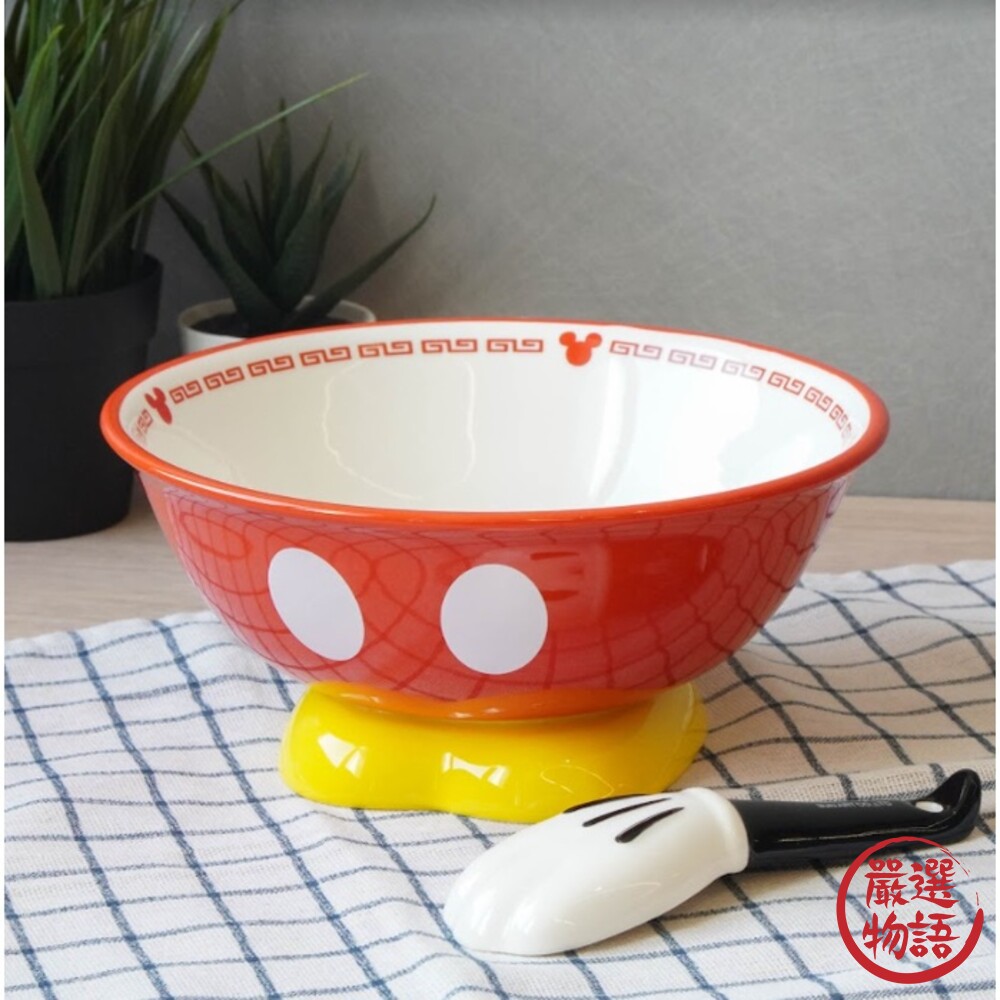 正版授權迪士尼拉麵碗 附湯匙 米奇 米妮 米老鼠 卡通碗 碗 餐具 禮物 湯碗 套組-thumb