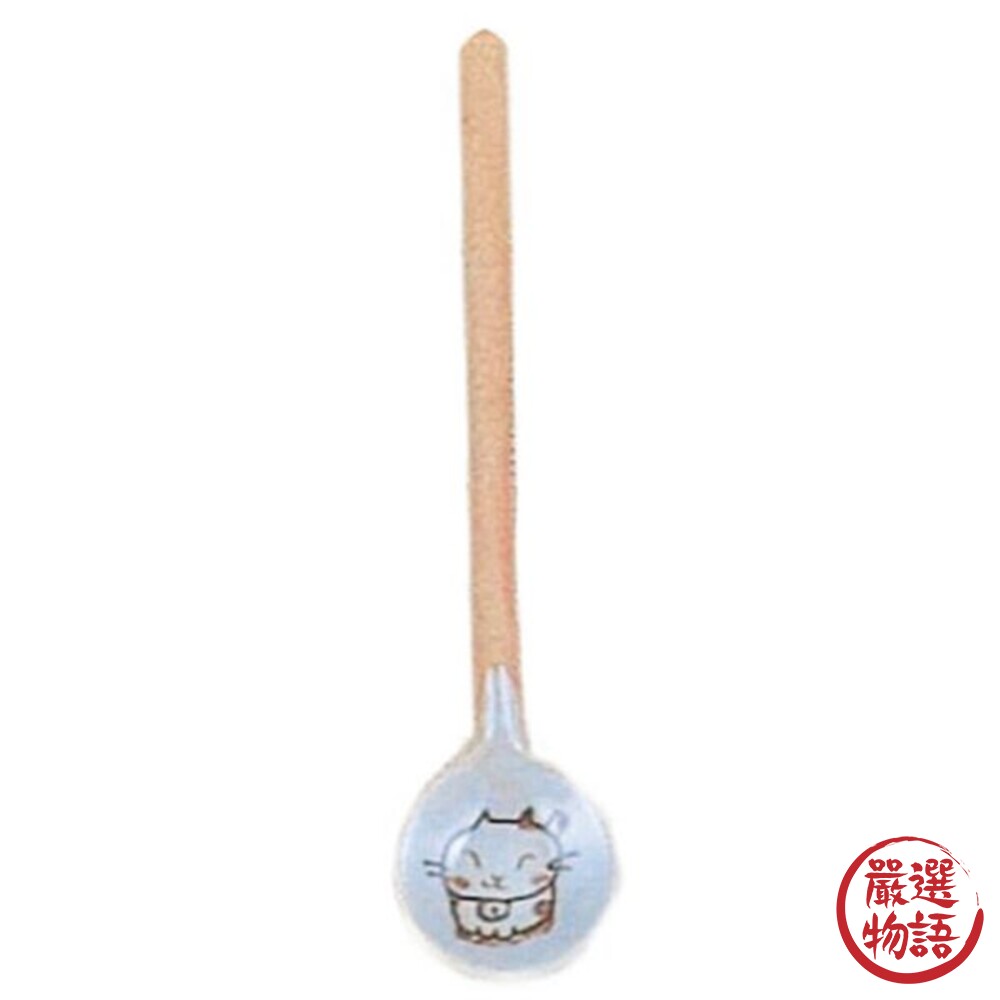 日本製 陶瓷湯匙 福貓/貓頭鷹 咖啡匙 甜點匙 茶勺 攪拌勺 攪拌棒 攪拌匙 陶器 餐具 湯匙-圖片-3