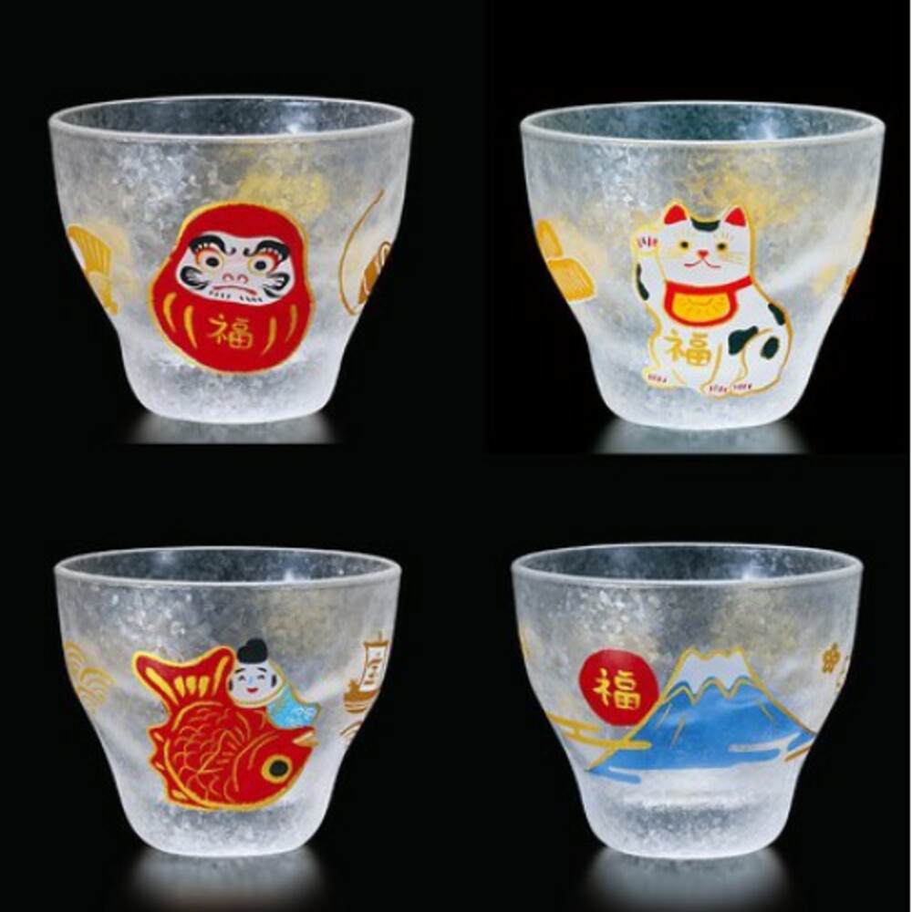 SF-014979-【現貨】日本製日式玻璃杯🍶 Maneki Neko餐具 達摩/招財貓/富士山 馬克杯 茶杯 啤酒杯