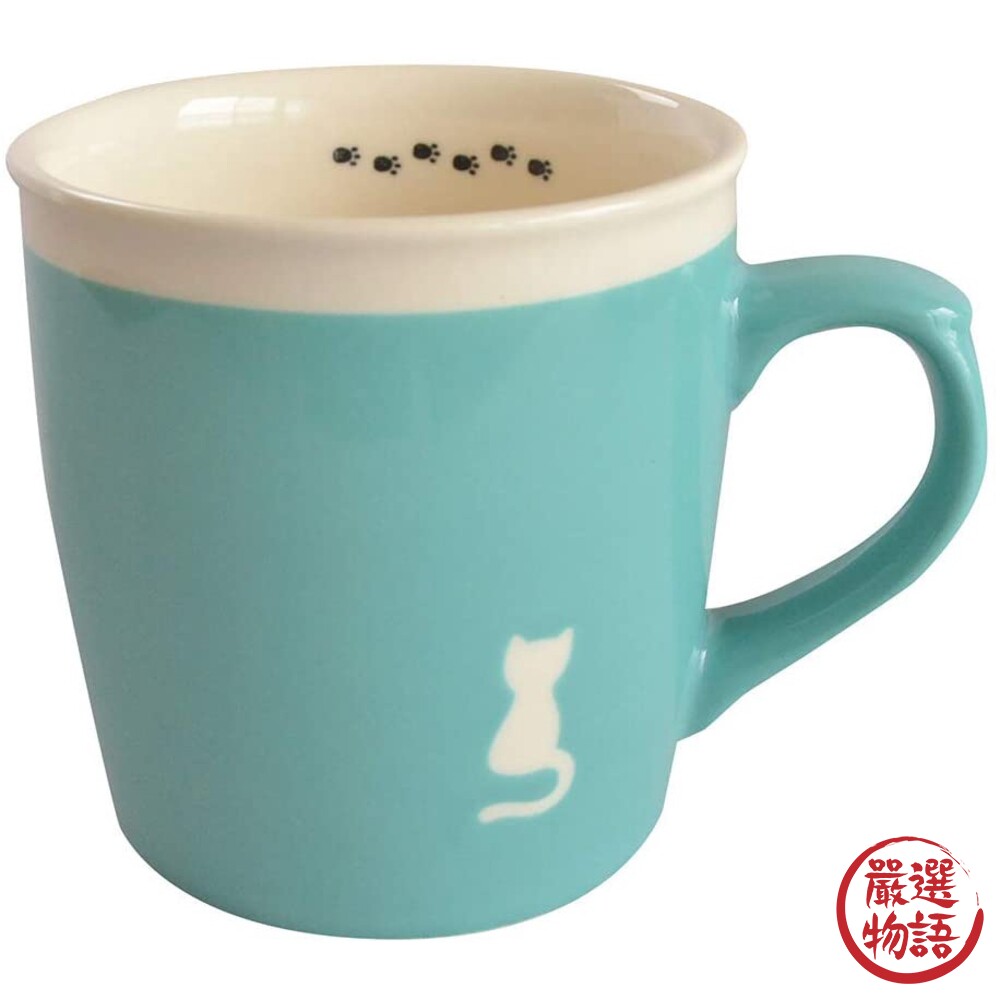 日本製 美濃燒 貓咪馬克杯 多色可選 剪影 貓奴 馬克杯 陶瓷 杯子 牛奶杯 咖啡杯 貓腳印 貓奴-thumb