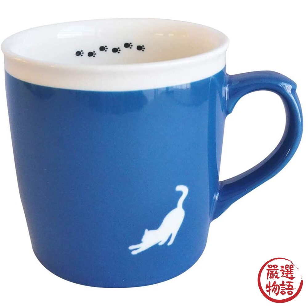 日本製 美濃燒 貓咪馬克杯 多色可選 剪影 貓奴 馬克杯 陶瓷 杯子 牛奶杯 咖啡杯 貓腳印 貓奴-thumb