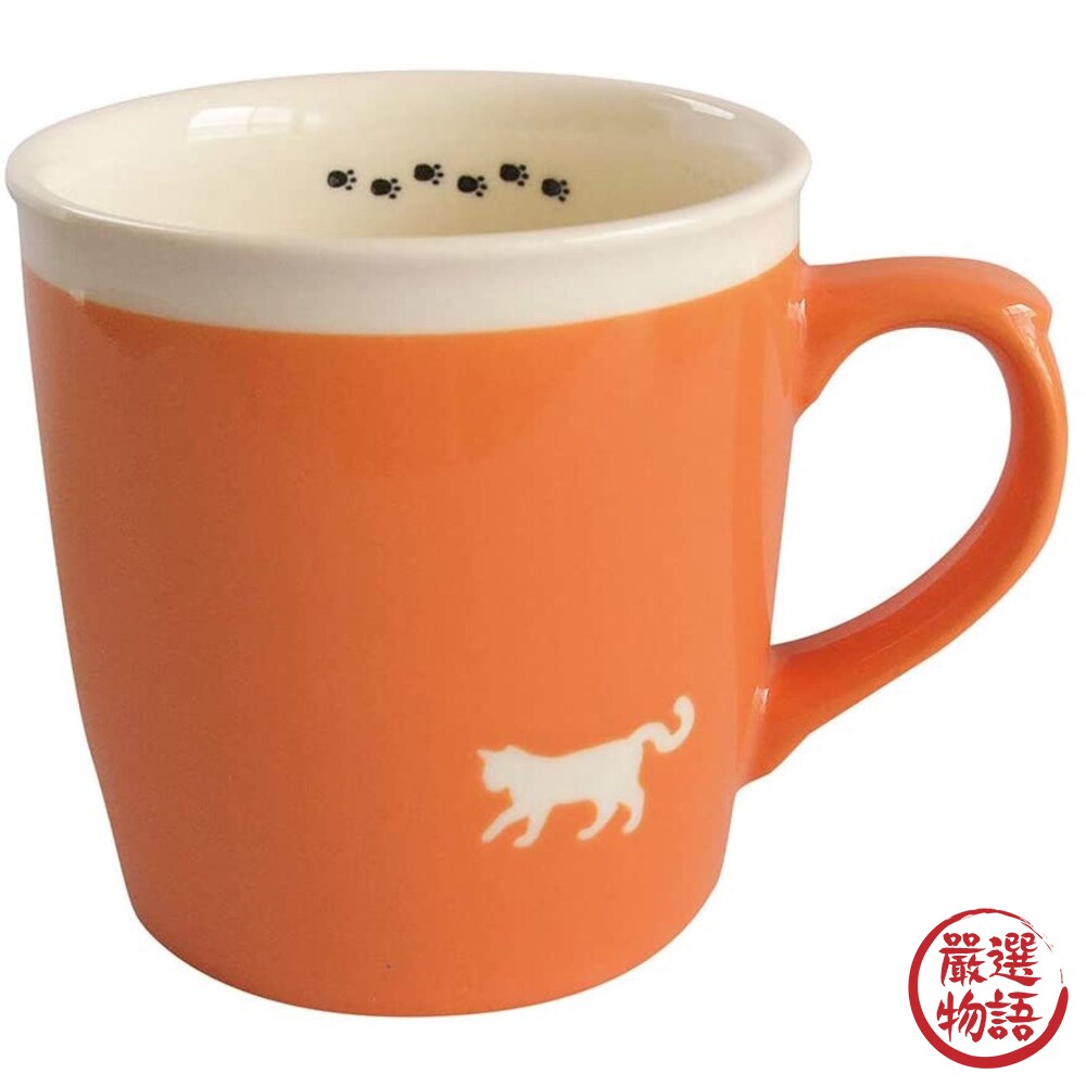 日本製 美濃燒 貓咪馬克杯 多色可選 剪影 貓奴 馬克杯 陶瓷 杯子 牛奶杯 咖啡杯 貓腳印 貓奴-圖片-6