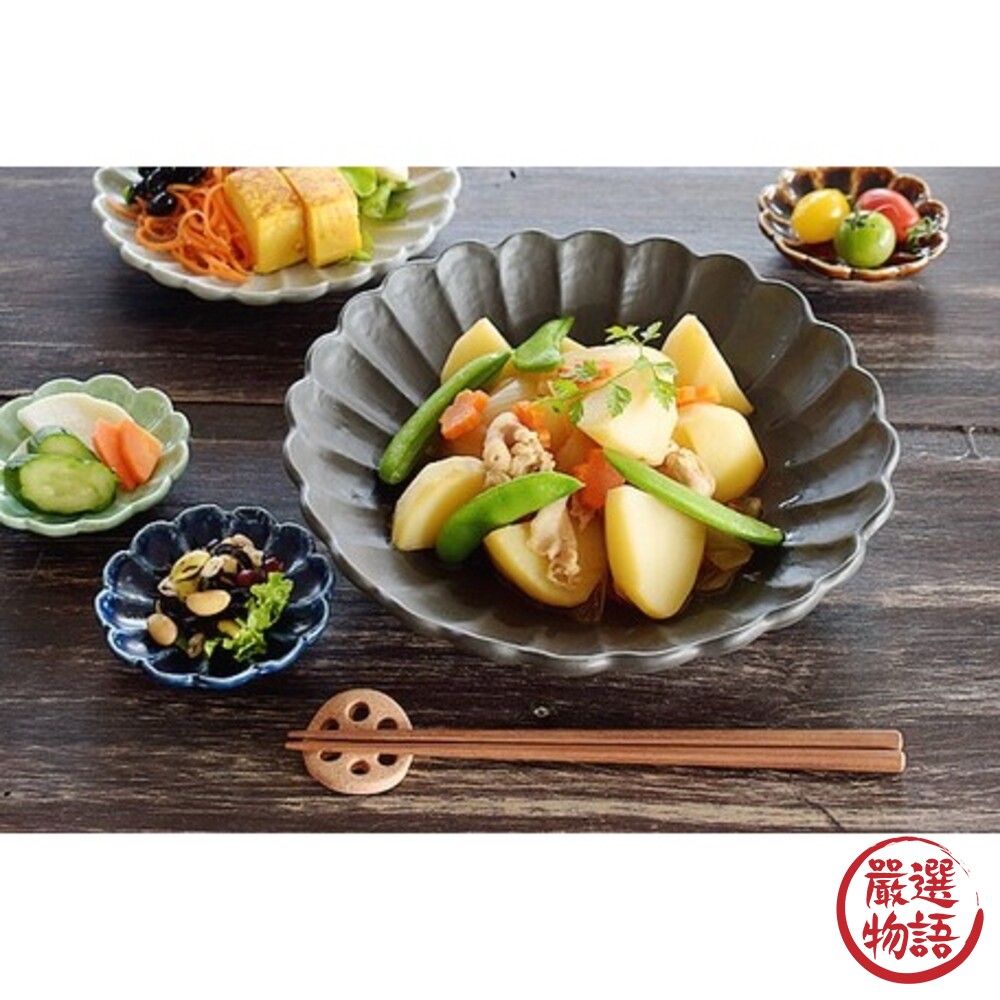 日本製美濃燒 23.5cm菊花形盤子 日式餐盤 盤 盤子 陶盤 義大利麵盤 水果盤 沙拉盤 飯盤-圖片-3