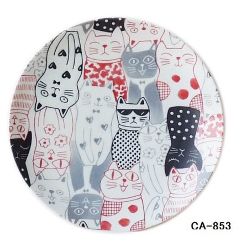 SF-015011-日本製 歐式義大利風格 貓咪餐盤 黃色/紅色/藍色｜盤子 廚房 餐具 貓奴 貓 陶瓷 陶器