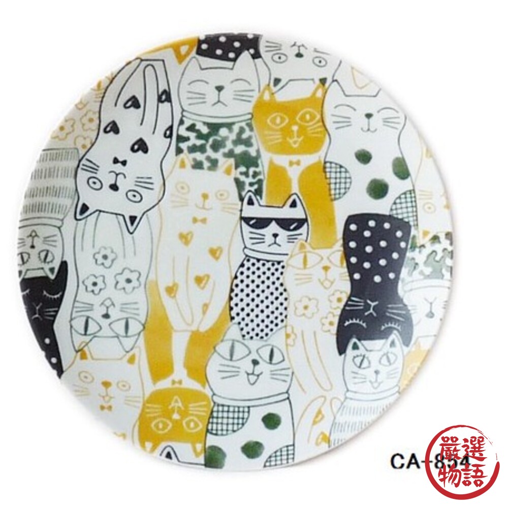 日本製 歐式義大利風格 貓咪餐盤 黃色/紅色/藍色｜盤子 廚房 餐具 貓奴 貓 陶瓷 陶器-圖片-2