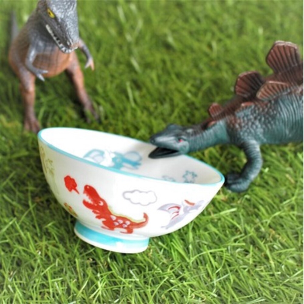 【現貨】日本製 美濃燒 兒童彩色恐龍圖樣餐碗｜湯碗 濃湯碗 兒童專用 小孩 孩童 幼稚園 飯碗 恐龍 圖片