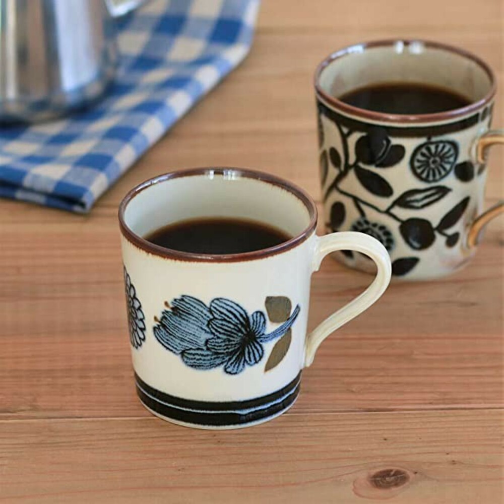 SF-015066-【現貨】日本製美濃燒馬克杯 340ml Clasico 咖啡杯 茶杯 水杯 復古餐具 北歐/花橄欖