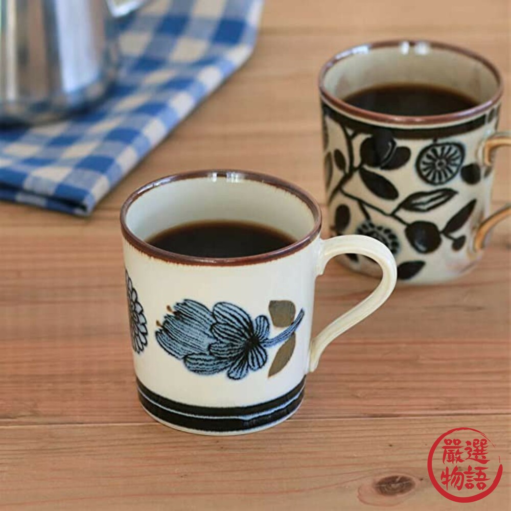 SF-015066-日本製美濃燒馬克杯 340ml Clasico 咖啡杯 茶杯 水杯 復古餐具 北歐/花橄欖