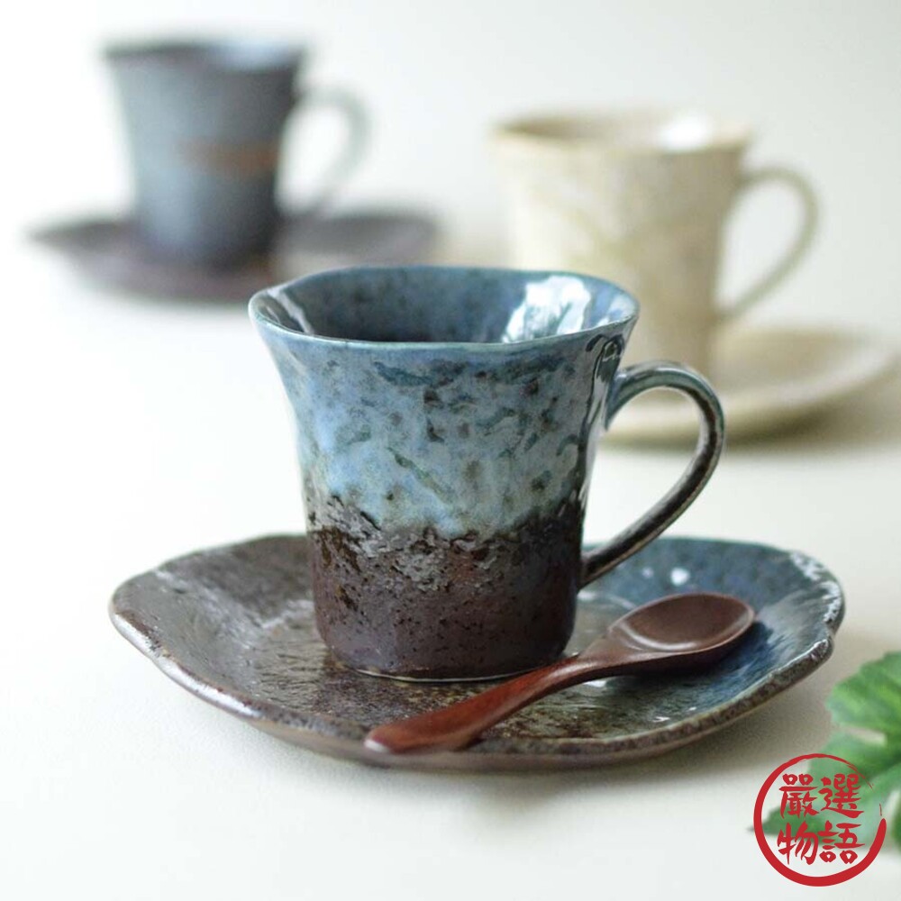 SF-015075-日本製 美濃燒杯盤組 鐵人道/森林湖/綠洲 咖啡杯 杯碟組 午茶 陶瓷杯 茶杯盤組 馬克杯