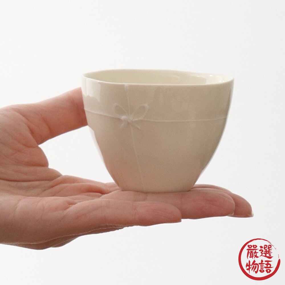 日本製 手繪絲帶茶杯 花瓣盤子 奶油白 絲帶盤 茶杯 下午茶 陶瓷 餐盤 小碟 茶具 下午茶-thumb