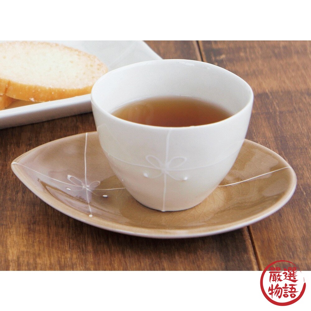 日本製 手繪絲帶茶杯 花瓣盤子 奶油白 絲帶盤 茶杯 下午茶 陶瓷 餐盤 小碟 茶具 下午茶-圖片-5