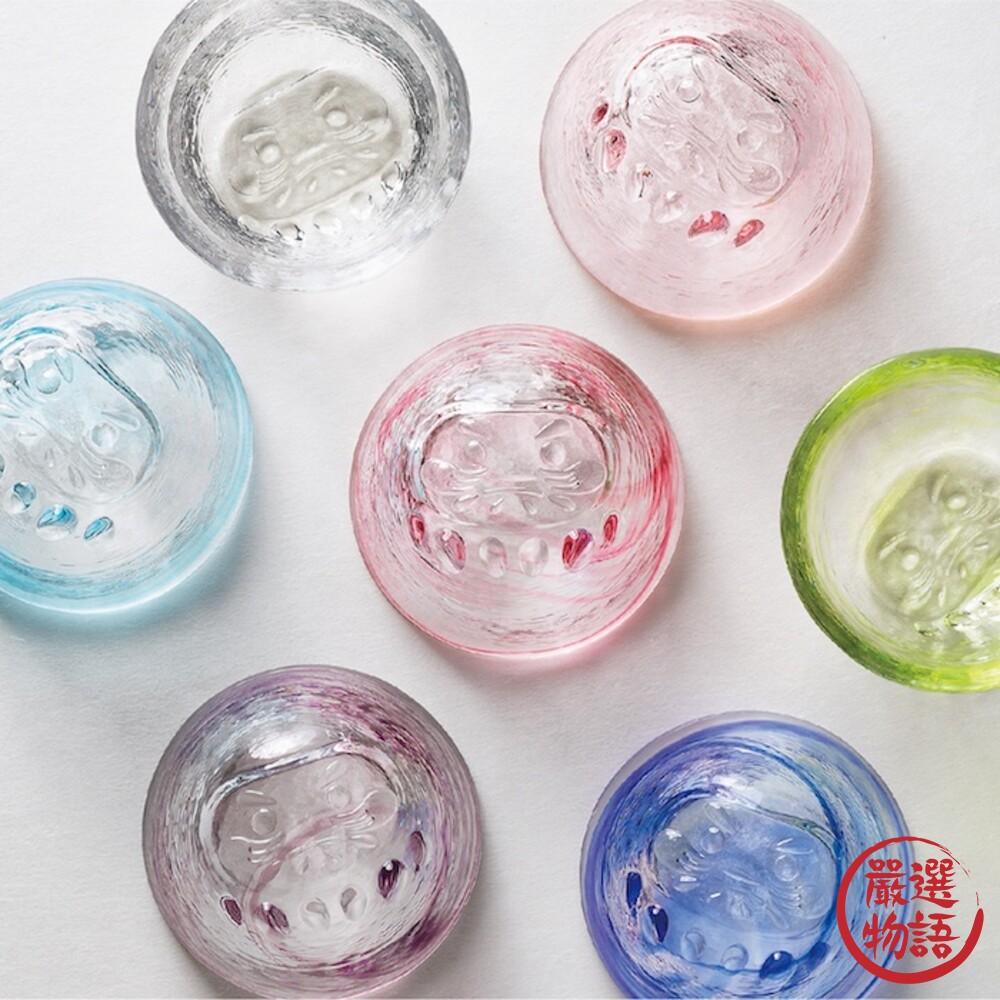 日本製 江戸硝子 達摩玻璃杯 harenomi 達磨 清酒杯 開運祈福 流線紋 茶杯 餐具 杯子-thumb