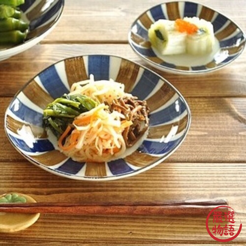 SF-015111-日本製 雙色十草系列餐盤｜陶器 瓷器 餐盤 廚房用品 料理 沙拉 小菜 開胃菜 復古風