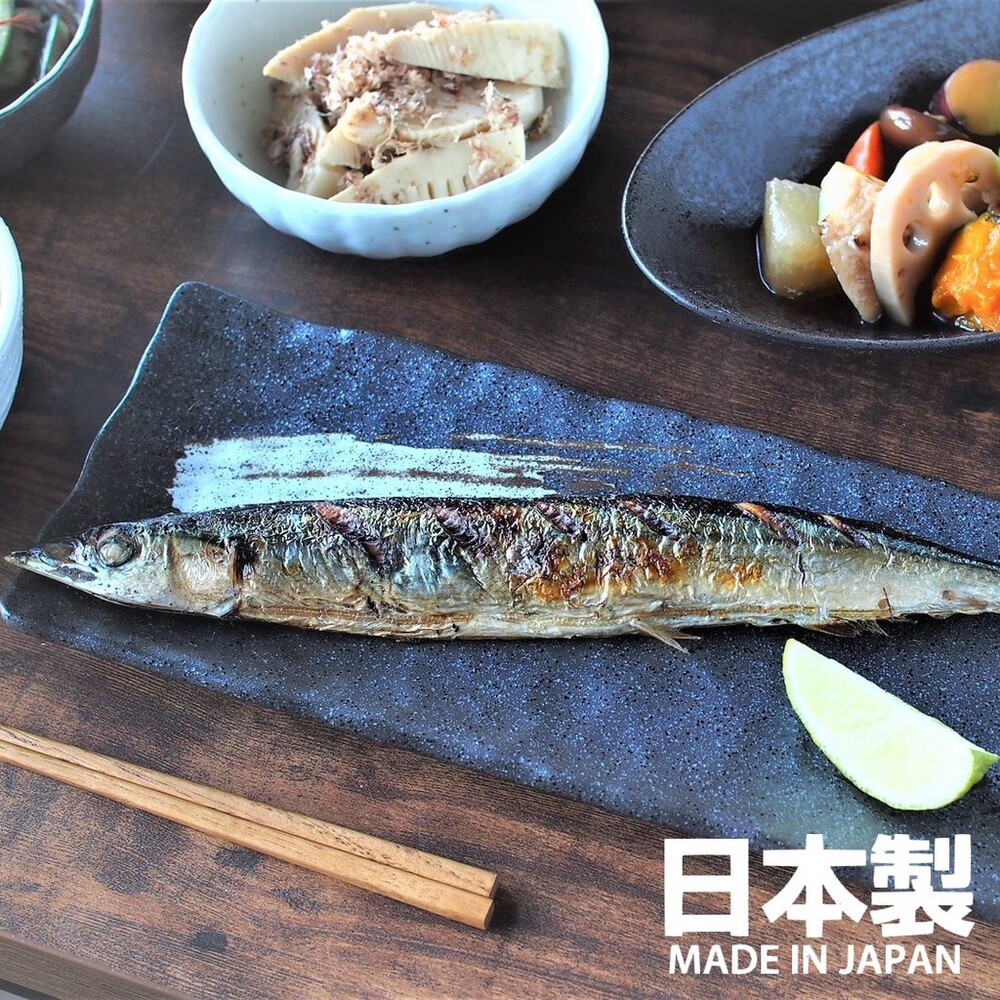 SF-015145-日本製 美濃燒陶瓷長盤 方盤 魚盤 燒物盤 壽司盤 串燒盤 小吃盤 日式餐盤 日式餐廳 質感餐具