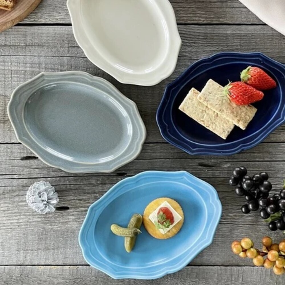 【現貨】日本製 美濃燒古董橢圓盤 17.2cm 四色可選 水果盤 點心盤 甜點盤 小菜盤 盤 復古盤 圖片