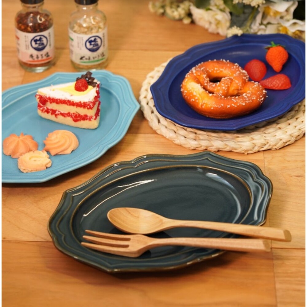 SF-015161-日本製 美濃燒古董橢圓盤 24.6cm 復古盤 咖啡廳 陶瓷 點心盤 甜點盤 水果盤 盤 餐具