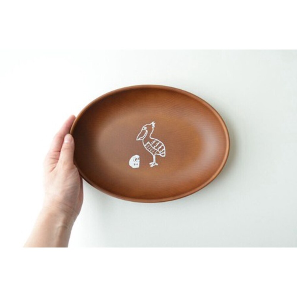【現貨】日本製 大嘴鳥餐盤 橢圓盤/分隔盤 耐熱餐盤 木質色  露營 野營 兒童餐盤 烤肉 派對餐盤