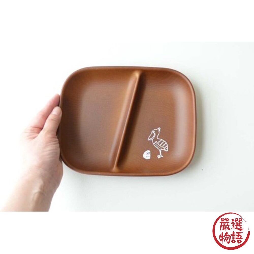 SF-015208-日本製 大嘴鳥餐盤 橢圓盤/分隔盤 耐熱餐盤 木質色  露營 野營 兒童餐盤 烤肉 派對餐盤