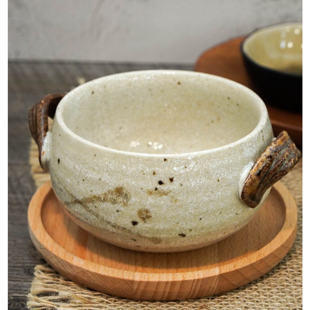 【現貨】日本製 美濃燒復古濃湯碗 陶瓷碗 造型湯碗 石鍋碗 玉米濃湯 燉湯 燉菜 火鍋 陶器 耳掛式