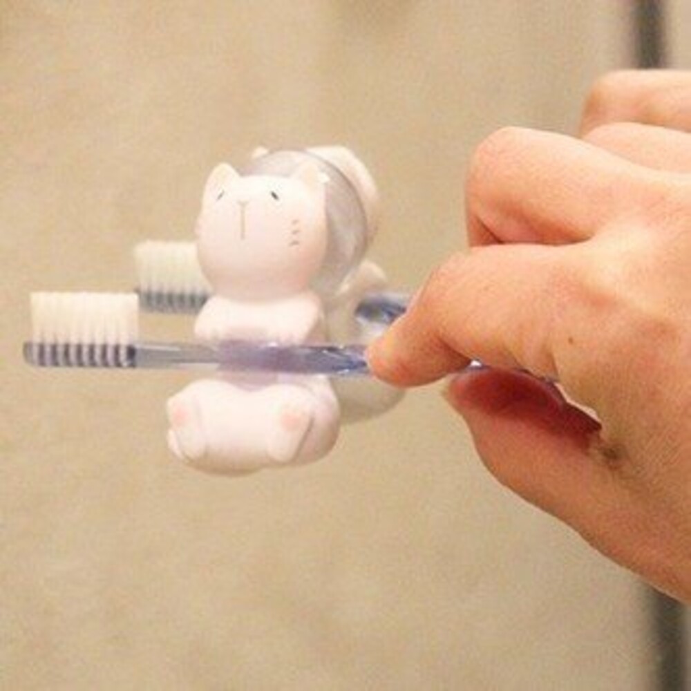 【現貨】貓咪牙刷架 牙刷置物架 牙刷架 免打孔置物架 收納架 掛勾 牙刷 浴室收納 多功能收納 圖片
