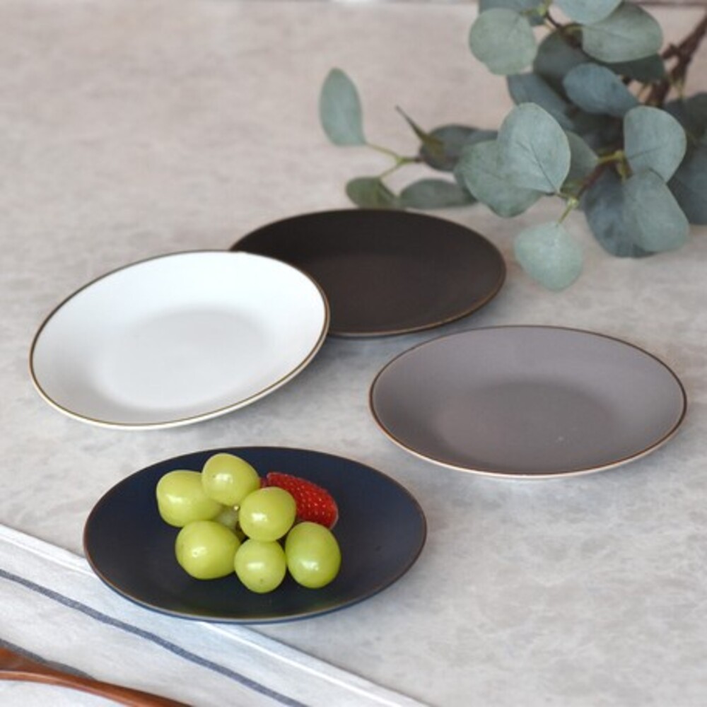 【現貨】日本製 美濃燒16cm圓盤 SLASH 板灰 深藍 蛋糕盤 點心盤 水果盤 餐盤 廚房 盤子 甜點盤 圖片