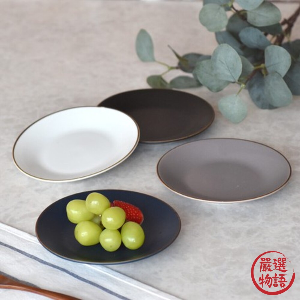 日本製 美濃燒16cm圓盤 SLASH 板灰 深藍 蛋糕盤 點心盤 水果盤 餐盤 廚房 盤子 甜點盤-thumb