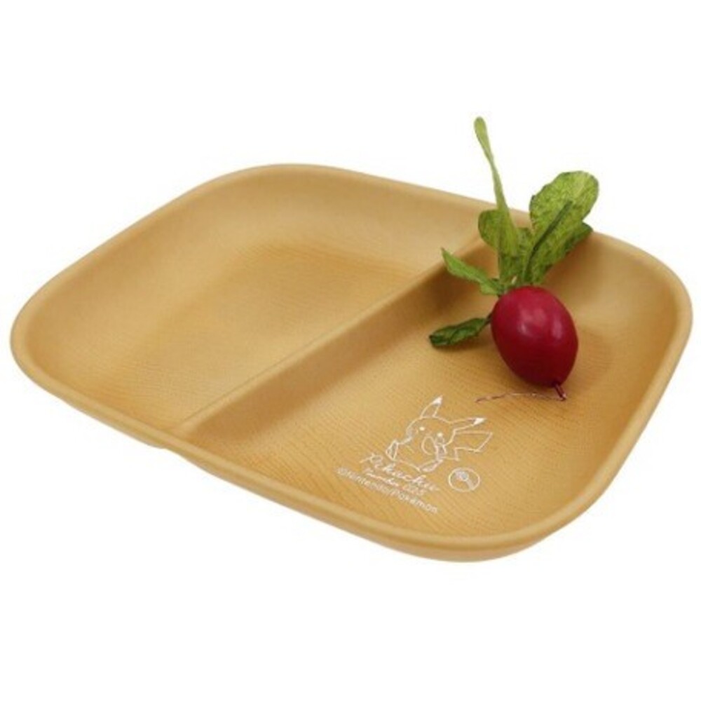 日本製 皮卡丘餐盤 耐熱餐盤 木紋 圓盤/分隔盤 寶可夢 皮卡丘 露營 餐盤 兒童餐具 自助餐盤 圖片