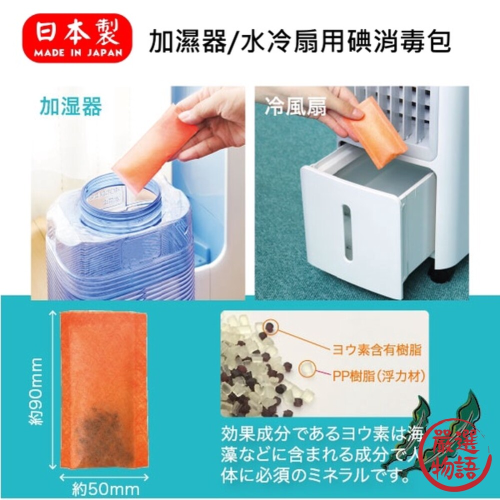 SF-015360-日本製 加濕器 水冷風扇 用碘消毒包 殺菌 除菌  除臭 冰冷扇 水氧機 風扇消毒 抑菌