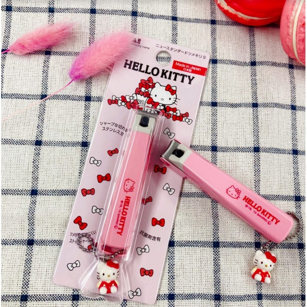 SF-015395-日本製 Hello Kitty指甲剪 貝印KAI 原裝進口 粉色吊飾 美甲 凱蒂貓 剪刀 指甲刀