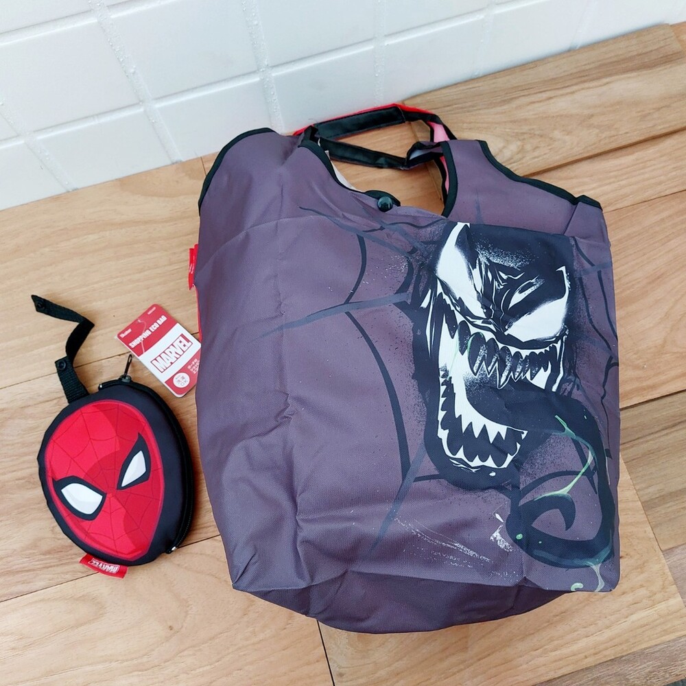 【現貨】漫威購物袋 Marvel 蜘蛛人猛毒 雙面 折疊收納袋 環保袋 手提袋 英雄系列 圖片