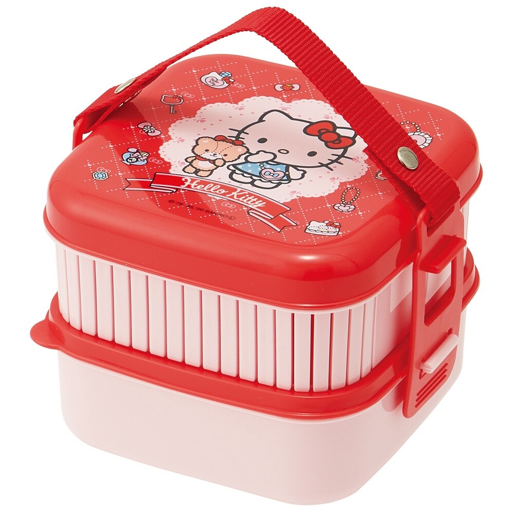 日本製 Hello Kitty 雙層便當盒 午餐盒 餐盒 保鮮盒 兒童餐盒 野餐盒 便攜 上學必備 圖片
