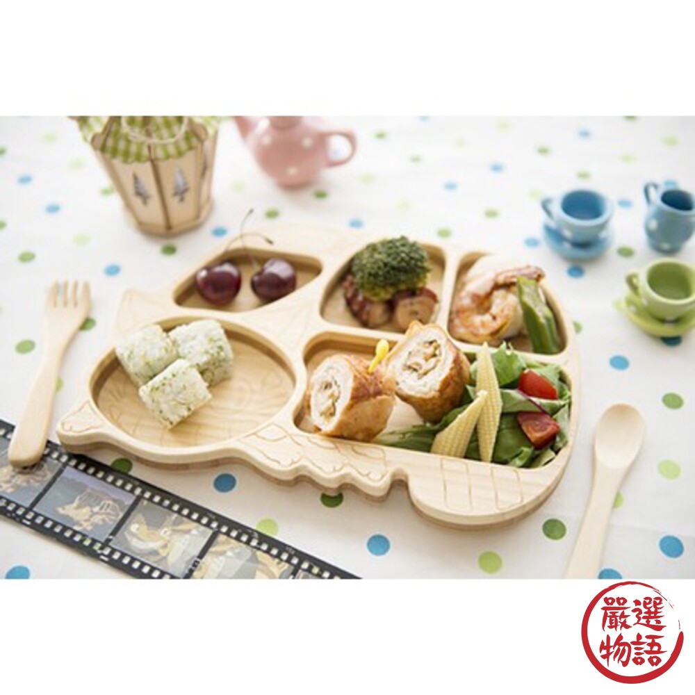 日本製 龍貓兒童餐盤組 竹製餐具 湯匙 叉子 分隔餐盤 餐盤 兒童餐盤 天然木 宮崎駿 吉卜力-圖片-4