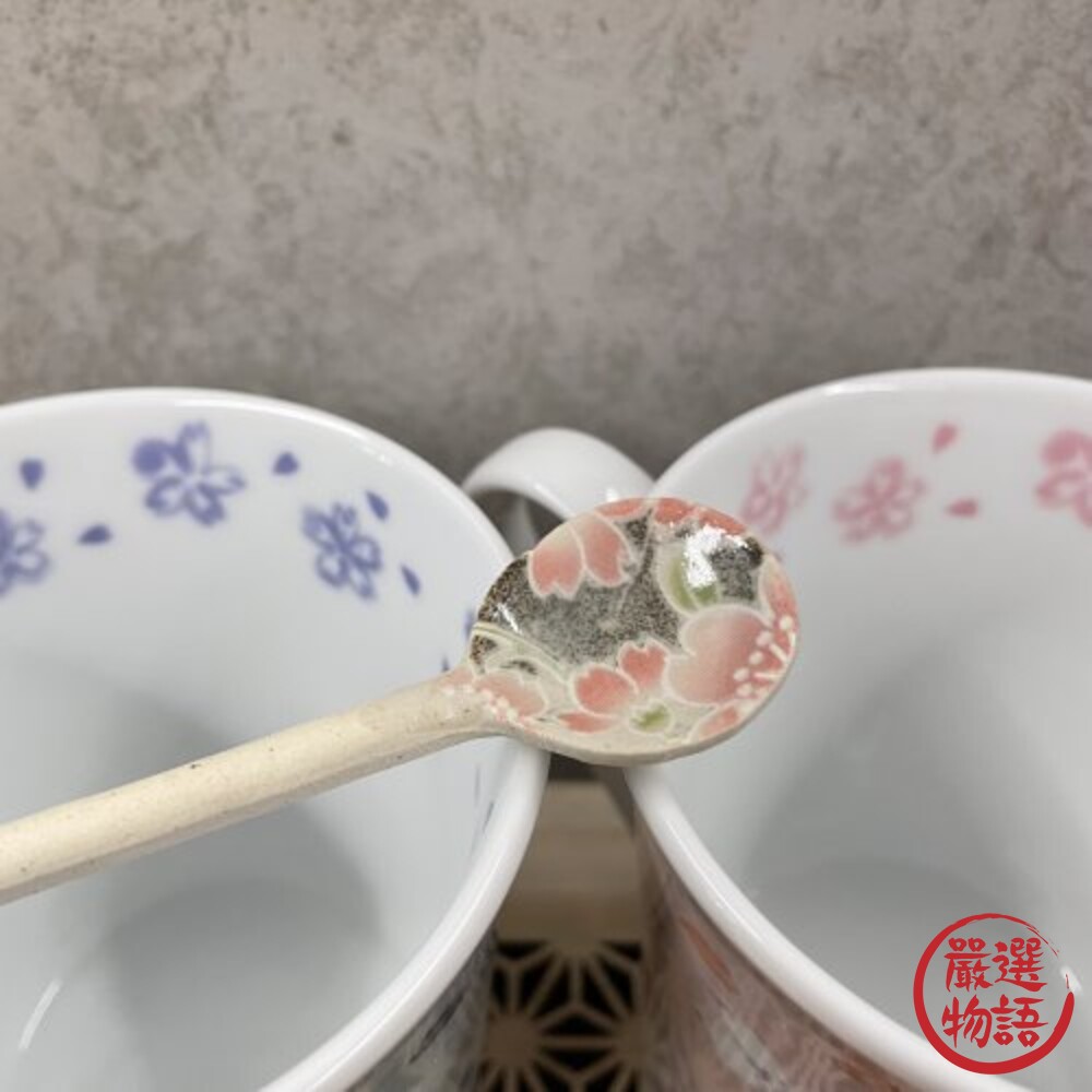 日本製 攪拌勺 陶瓷勺 錦櫻 茶勺 櫻花 陶器 餐具 湯匙 攪拌棒 攪拌匙 咖啡勺 甜點匙-thumb