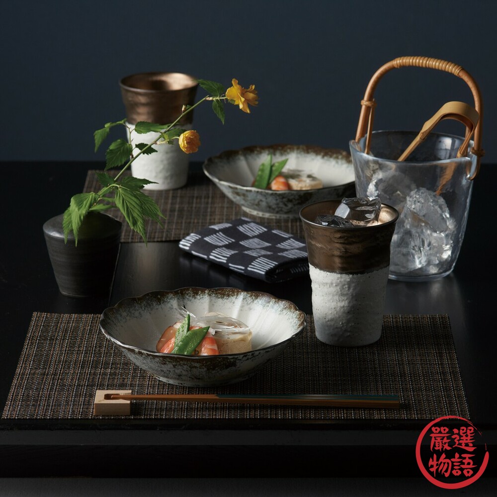 SF-015622-日本製美濃燒居酒屋風杯碟餐具套裝 對杯 父親節禮物 酒杯 盤子 筷子 餐墊 日式風格 復古
