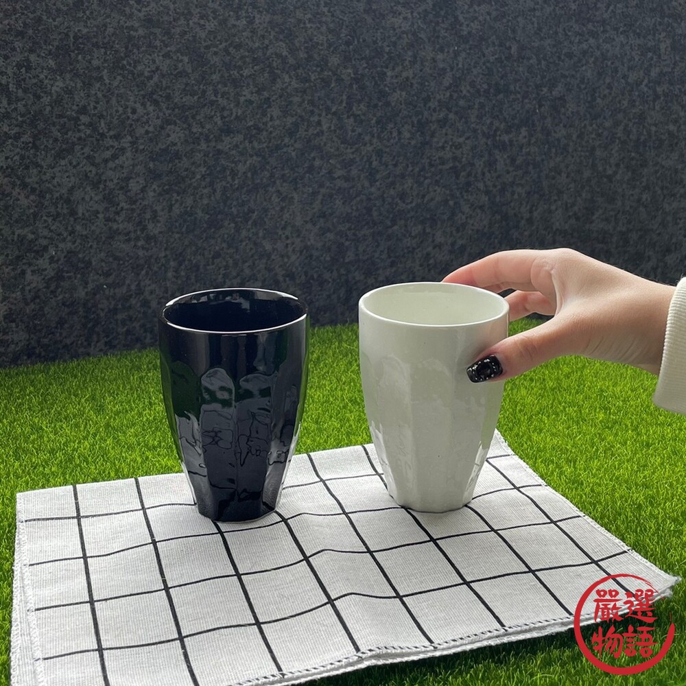 日本製 美濃燒 黑白陶瓷對杯組 茶杯 水杯 酒杯 情侶杯 夫妻杯 禮盒 禮物 窯燒 日式茶杯-圖片-3