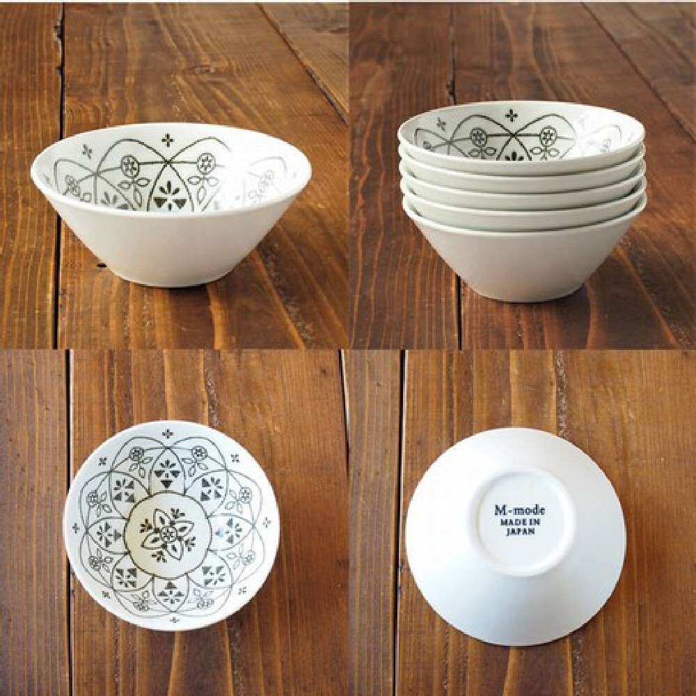 SF-015634-【現貨】日本製美濃燒白色陶瓷碗 摩洛哥圖騰 湯碗 飯碗 餐具 碗盤 點心盤 小菜盤 可微波/洗碗機使用