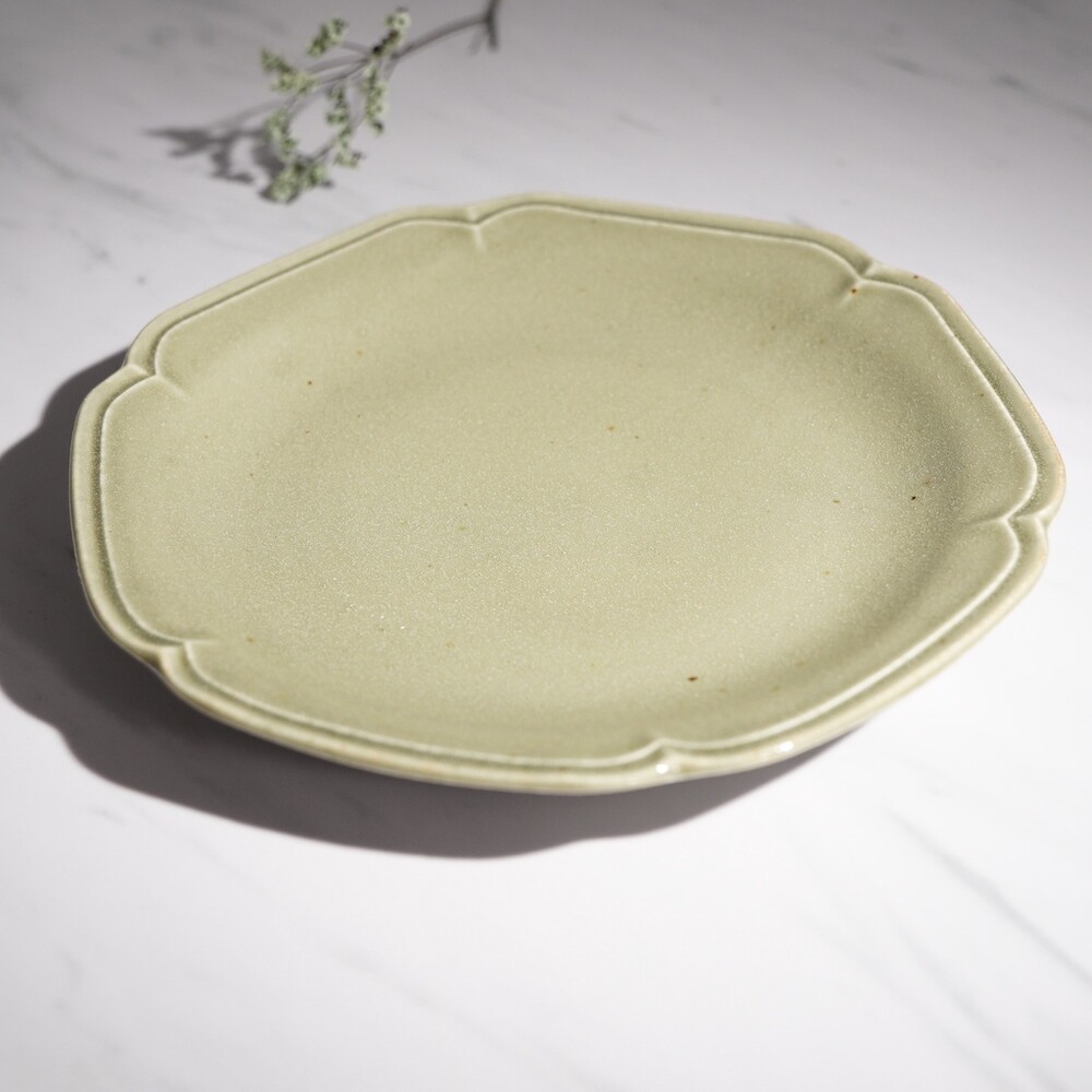 【現貨】日本製 美濃燒六角餐盤 Kalmia 簡約單色餐盤 綠色 陶瓷 盤子 碗盤 陶器 擺盤 儀式感