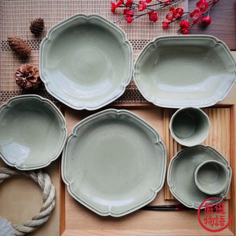 日本製 美濃燒六角餐盤 Kalmia 簡約單色餐盤 綠色 陶瓷 盤子 碗盤 陶器 擺盤 儀式感-圖片-2