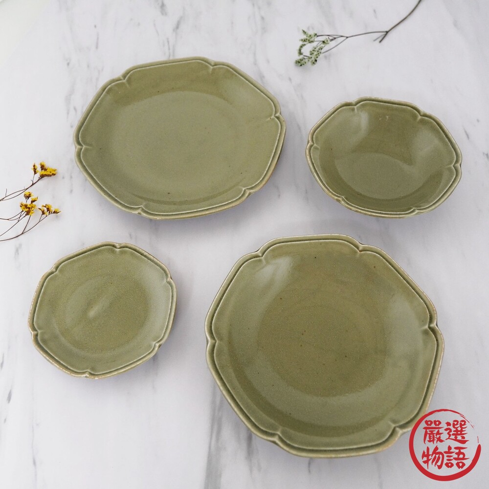日本製 美濃燒六角餐盤 Kalmia 簡約單色餐盤 綠色 陶瓷 盤子 碗盤 陶器 擺盤 儀式感-圖片-3
