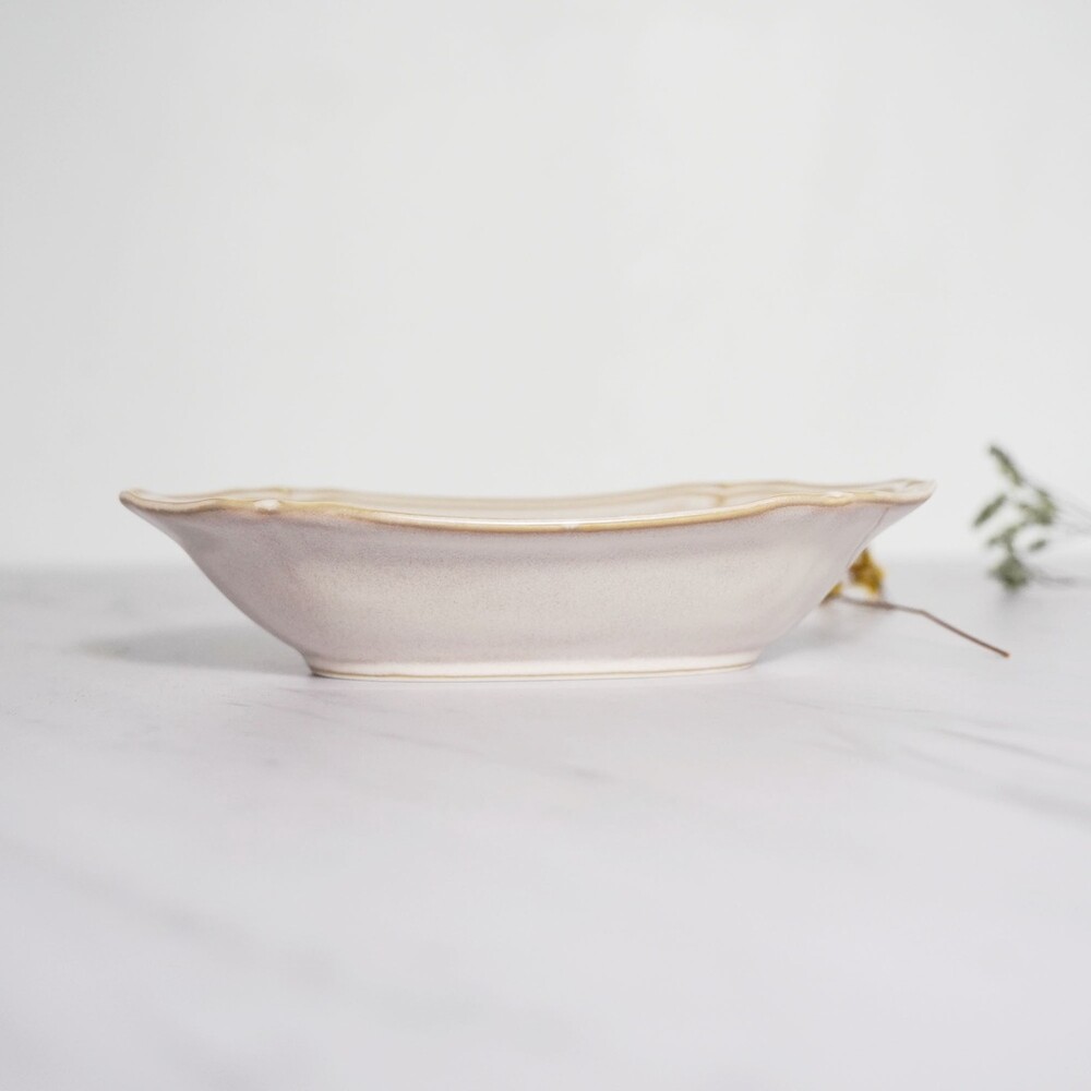 日本製 美濃燒六角盤 Kalmia 楕円鉢/深皿 白色陶瓷盤 盤子 白色 陶器 網美餐盤