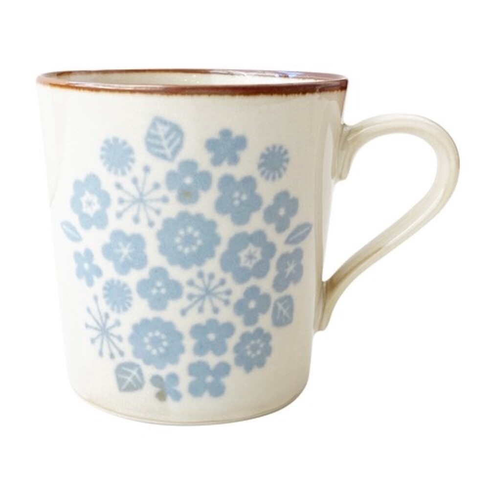 現貨// 藍色小花馬克杯 美濃燒 300ml 北歐風 陶瓷杯 日式茶杯 杯子 水杯 咖啡杯 艾樂屋家居館 圖片