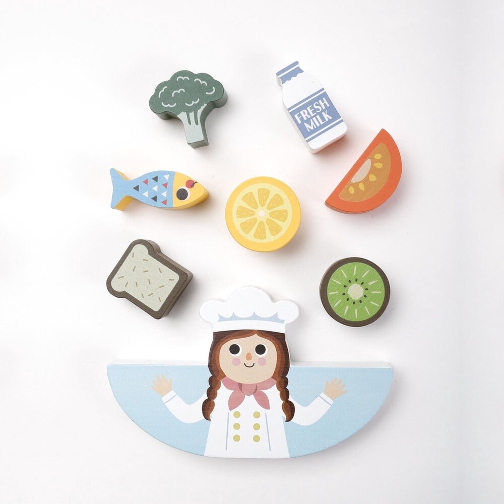 烹飪平衡疊疊樂 木製平衡遊戲 知育玩具 平衡積木 桌遊 食物疊疊樂 益智玩具 團康 圖片