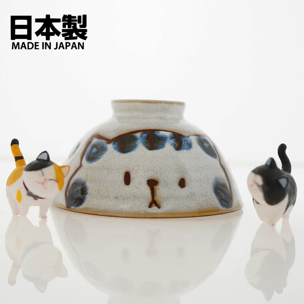 SF-016049-日本製 美濃燒貓咪茶碗 貓屁屁 貓奴 陶瓷碗 小碗 兒童碗 造型碗 廚房 陶瓷餐具 飯碗 湯碗