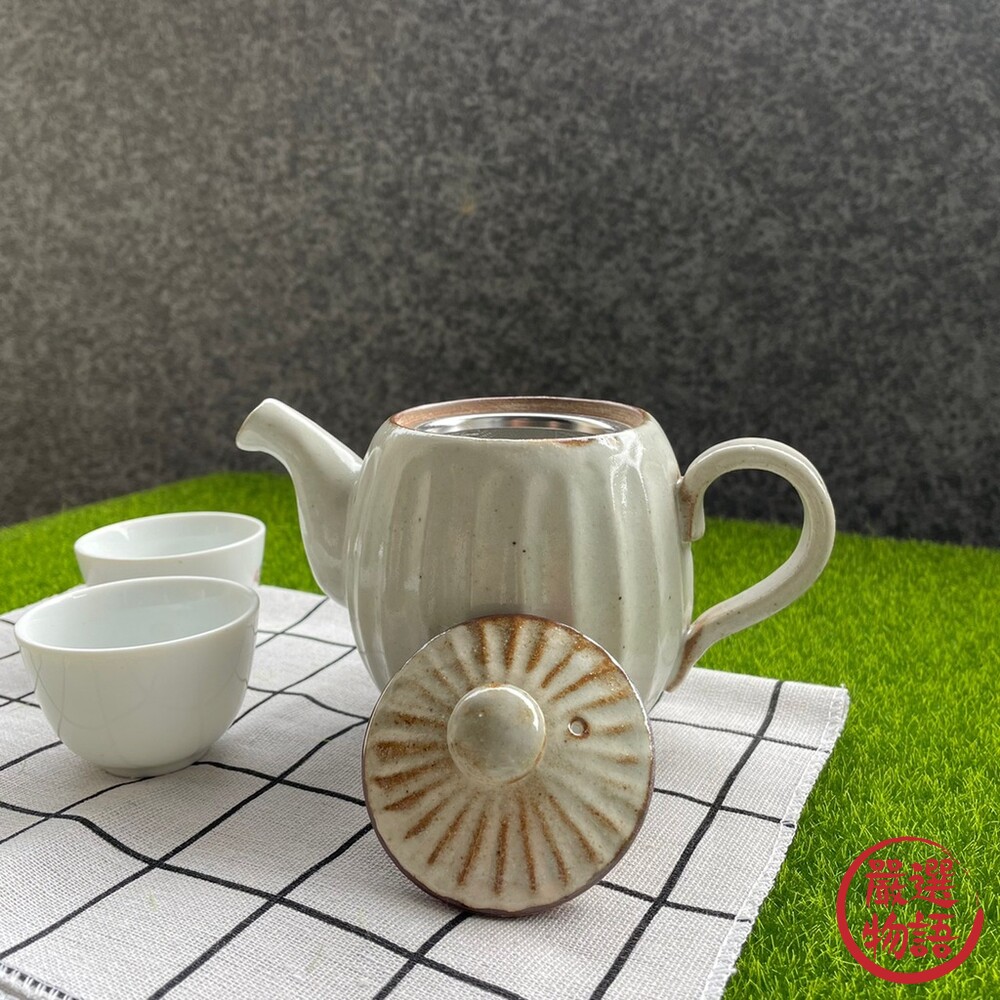 日本製 白色陶瓷茶壺 茶壺 茶器 沖茶器 帶濾茶器 濾網 大石壺 泡茶器具 送禮 送禮推薦-圖片-2