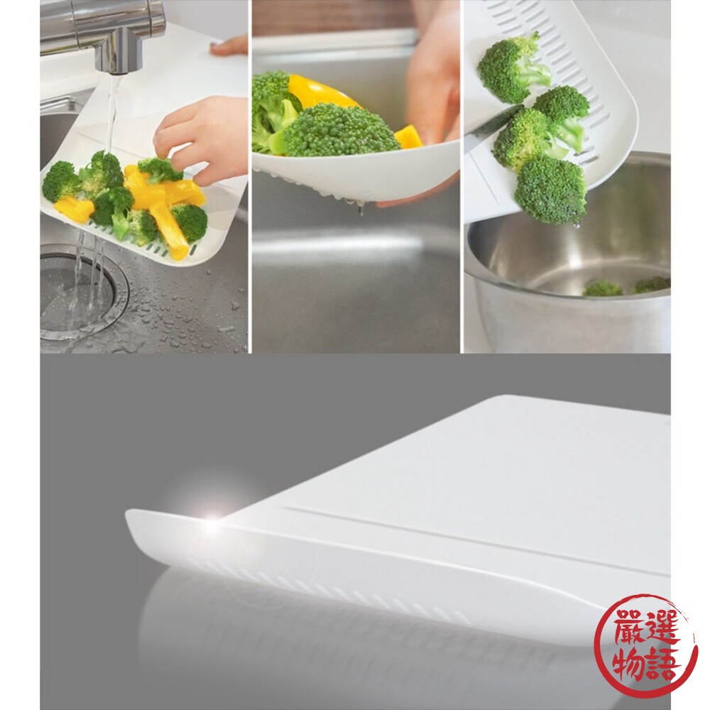 ? 現貨日本製 瀝水砧板 二合一切菜板 砧板 瀝水板 瀝水盤 切菜 洗菜 可懸掛收納 方便清洗 廚房用品 圖片