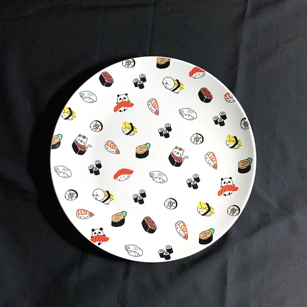可愛壽司動物拼盤 兩款尺寸 壽司盤 淺盤 動物 壽司 鮭魚 玉子燒 可微波爐 洗碗機 圖片