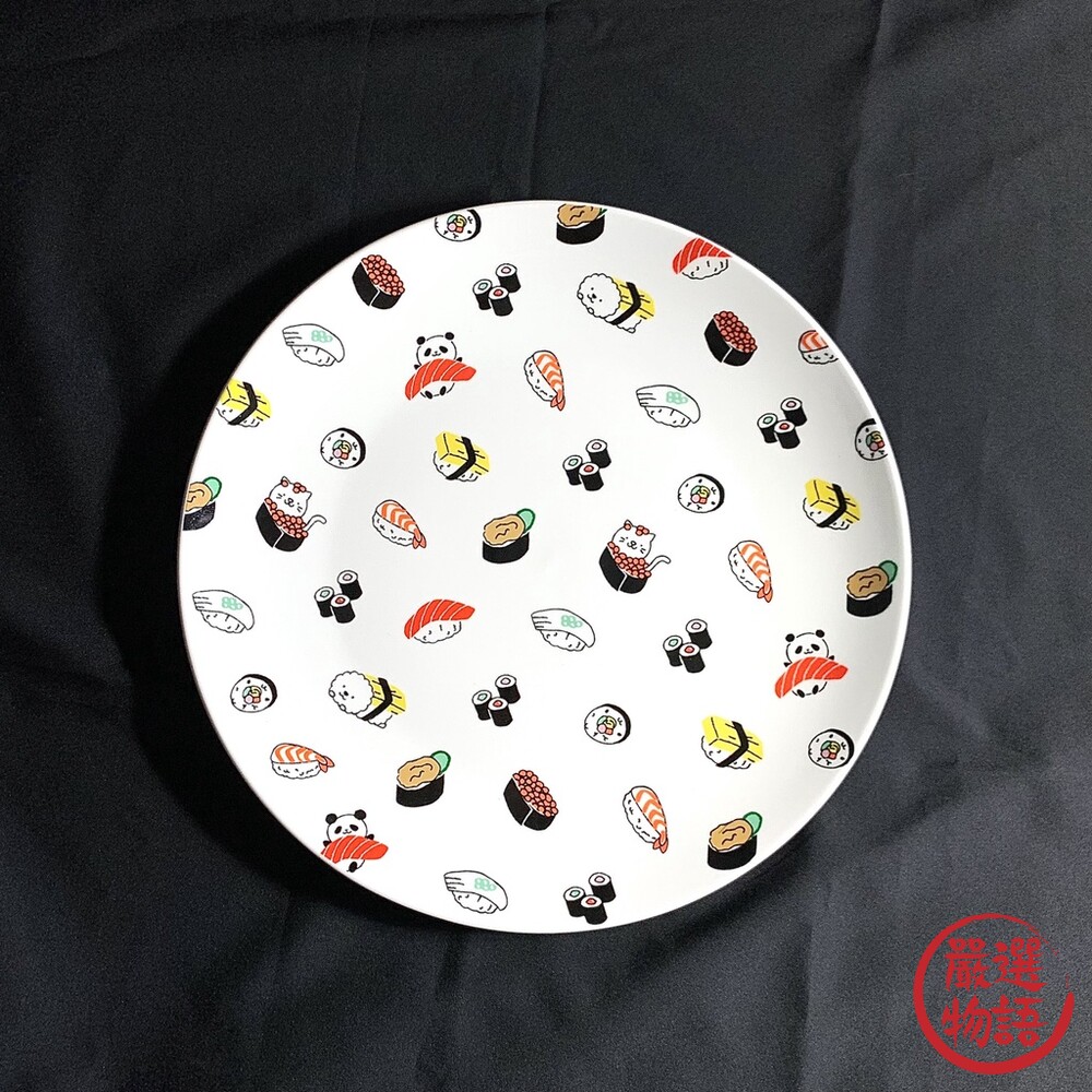 可愛壽司動物拼盤 兩款尺寸 壽司盤 淺盤 動物 壽司 鮭魚 玉子燒 可微波爐 洗碗機-thumb
