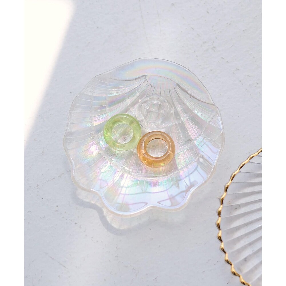 夢幻閃閃玻璃貝殼盤 | 飾品盤 首飾盤 水果盤 貝殼 仙女 玻璃盤 房間裝飾 擺設品